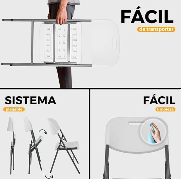 Sillas Plegables de Plástico - Paquete de 4