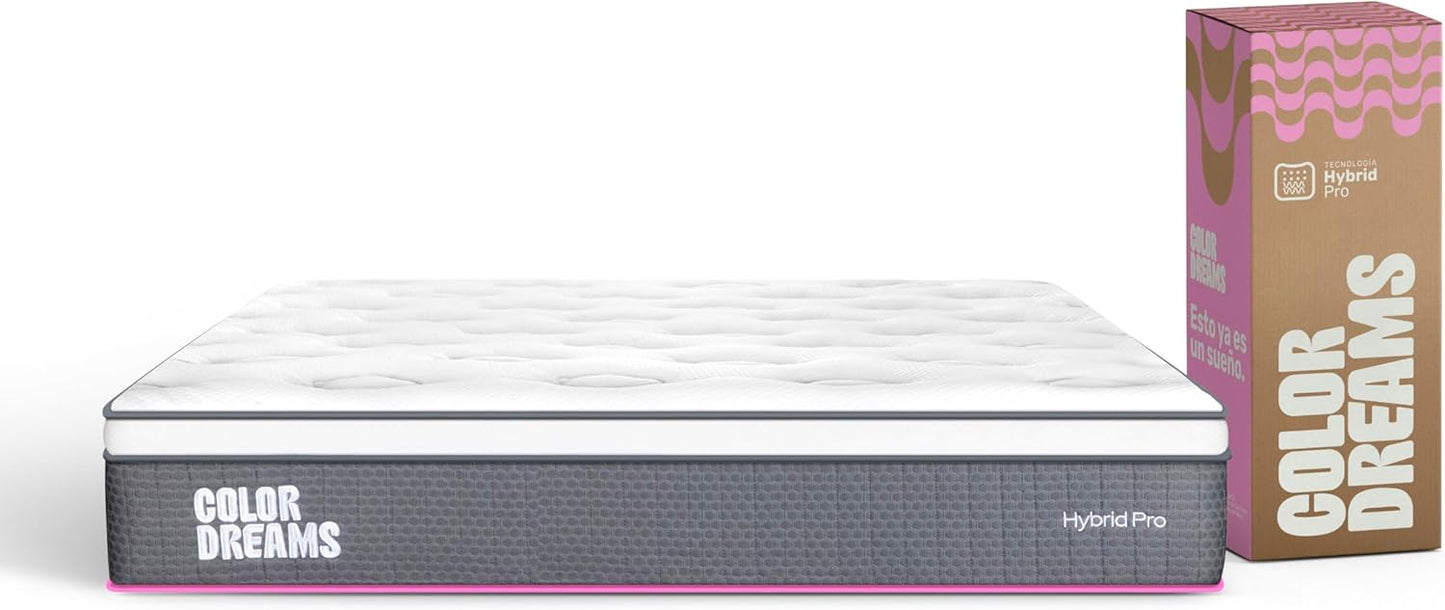 Colchón King Pro Hybrid | Pocket Coil + Memory Foam | Eurotop | 28 cm | Firmeza Media