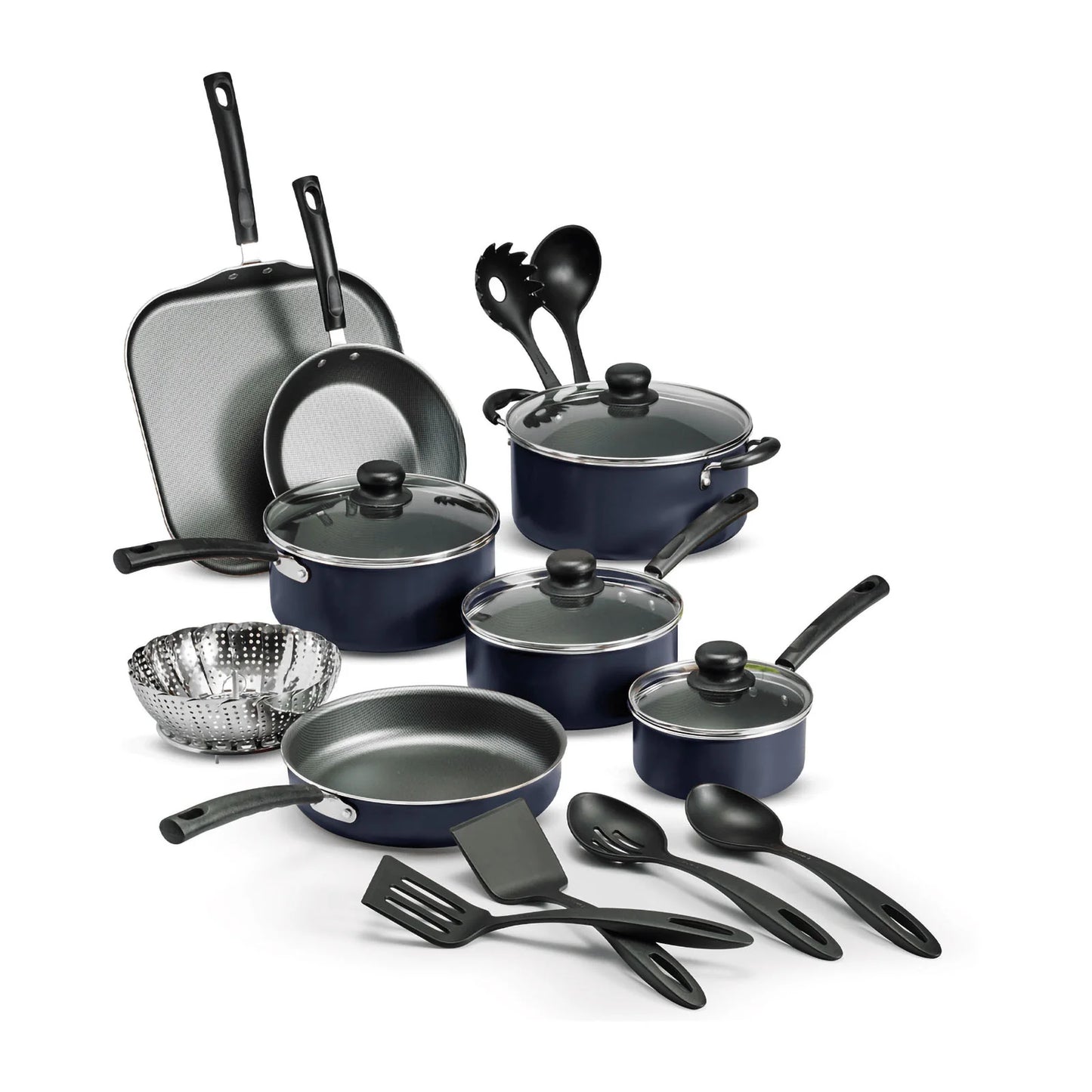 Batería de Cocina Tramontina de Acero Inoxidable Antiadherente, 18 Piezas, Azul