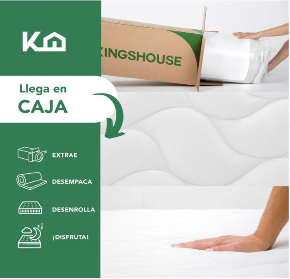 Colchon Matrimonial De Alta Densidad, Antiacaros e Hipoalergenico Gris Kingshouse