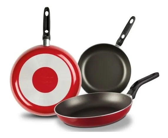 Juego de sartenes Ecko, Rojo, 3 piezas