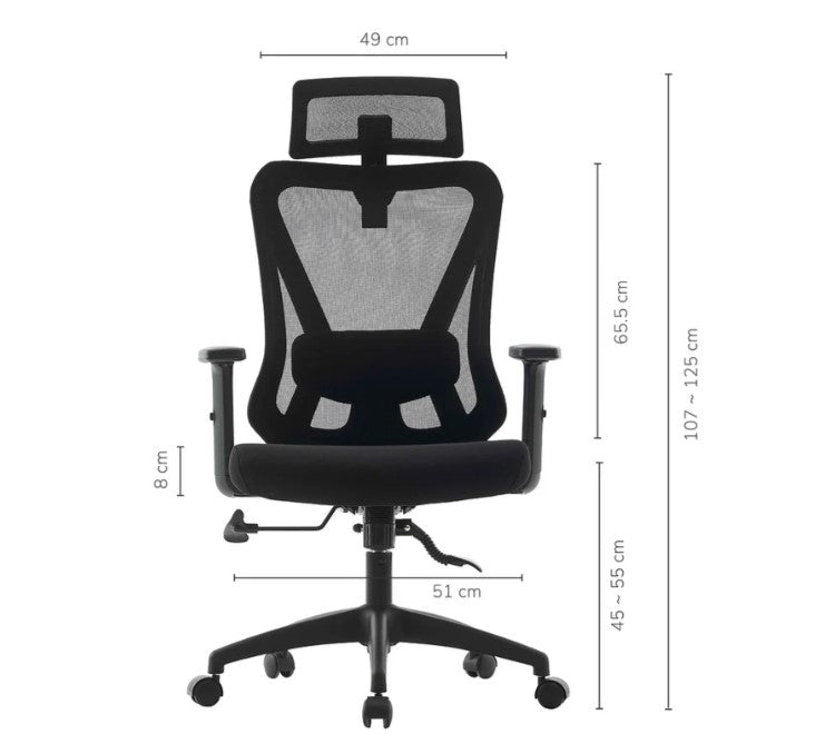 Silla de Oficina Ergonómica Reclinable con Cabecera