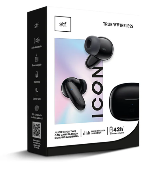 Audífonos inalámbricos True Wireless | 40 horas uso carga rápida negro