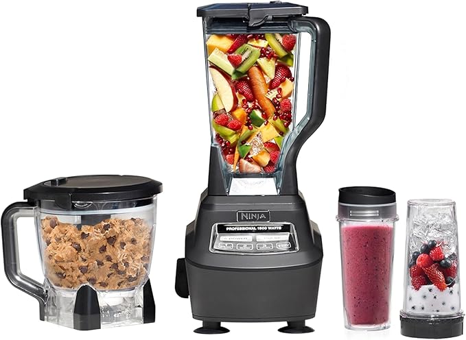 Licuadora Ninja Mega 1500W (Licuadora + Procesador + Vasos Nutri Ninja) Color Negro