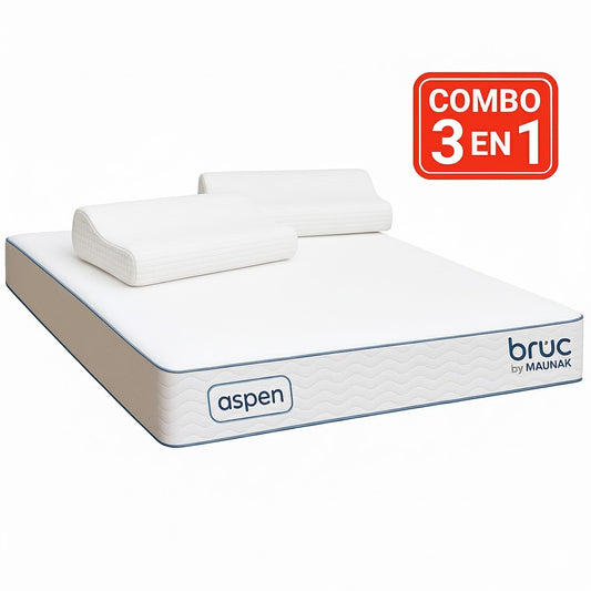 Combo Colchon Bruc King Size Con Almohada Memory Foam 2 Piezas