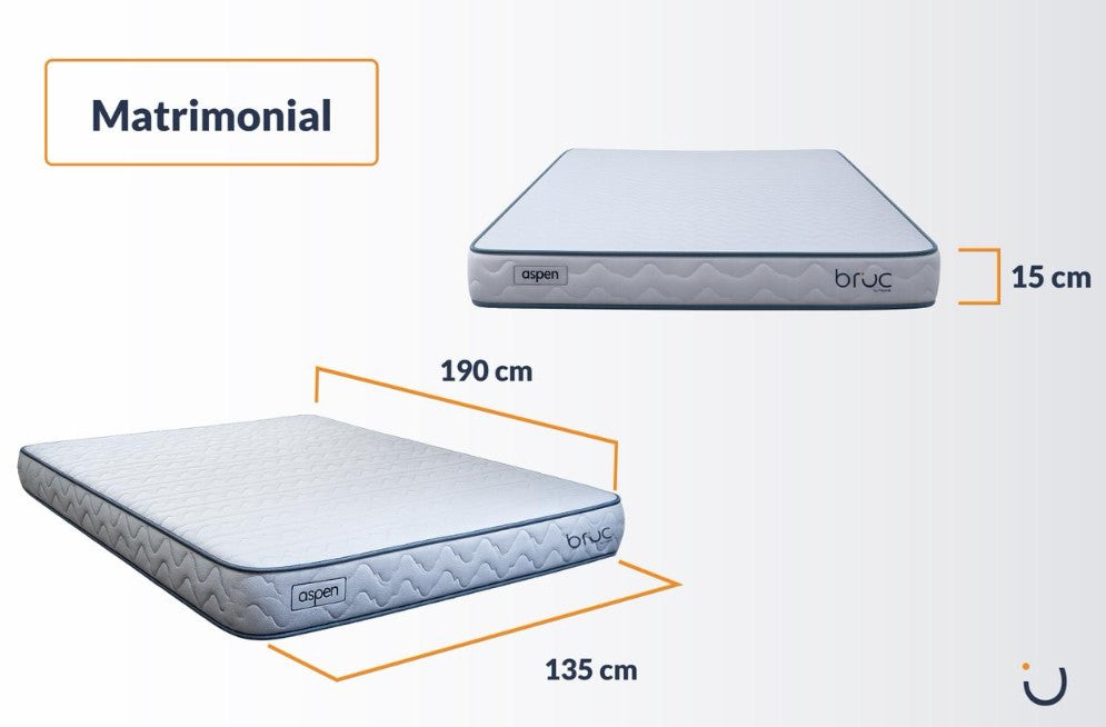Colchón Bruc Aspen Confort Plus con Base Matrimonial Tapizada – Comodidad y Estilo