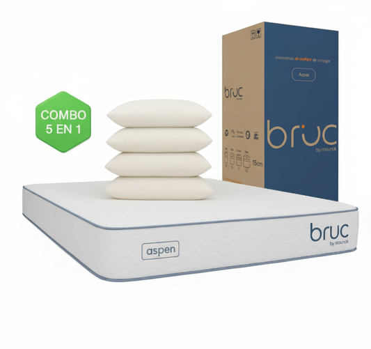 Colchón Queen Size Size Bruc Aspen Confort Plus Con 4 Almohadas Super Visco