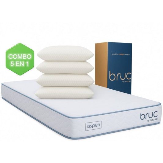 Combo Colchon Bruc Individual Con Almohada Super Visco Regular 4 Piezas