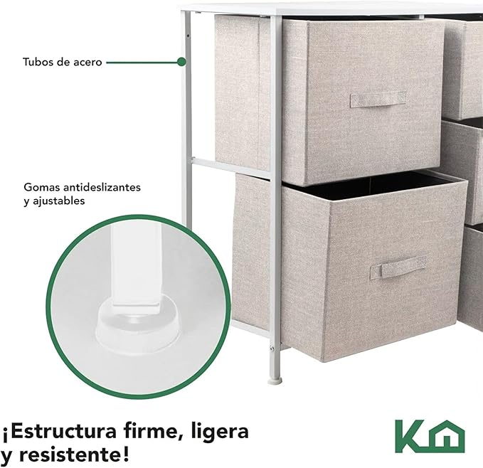 Cómoda Cajonera 5 Cajones – Beige