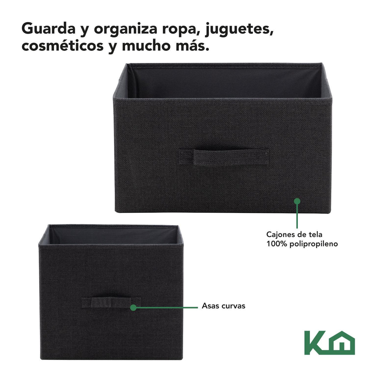 Cómoda Organizadora de 5 Cajones de Tela con Estructura de Madera