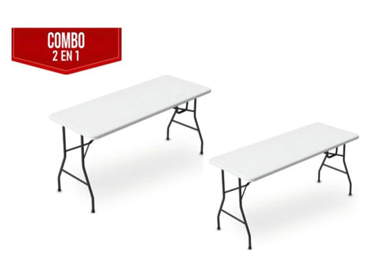 Combo Mesas plegables tipo portafolio blanco paquete de 2