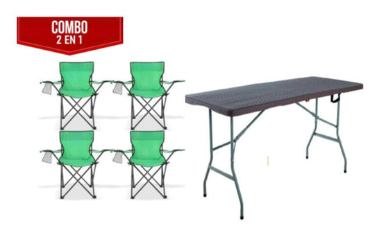 Combo Mesa plegable + Sillas para Exteriores