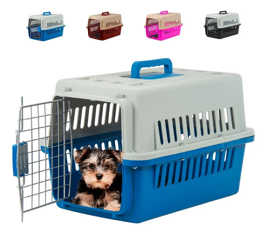 Jaula Transportadora Azul Para Mascotas Portátil