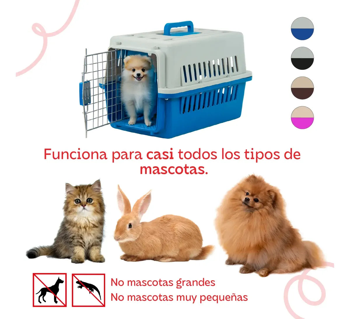 Jaula Transportadora Azul Para Mascotas Portátil