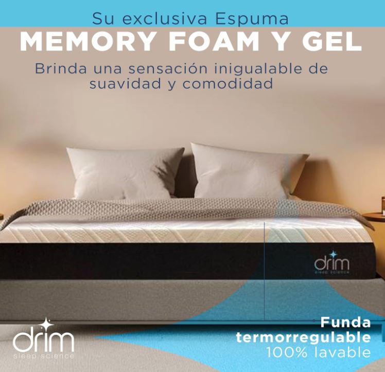 Colchón Individual Memory Foam |GEL| en Caja Ergonómico con Tecnologia de Descanso