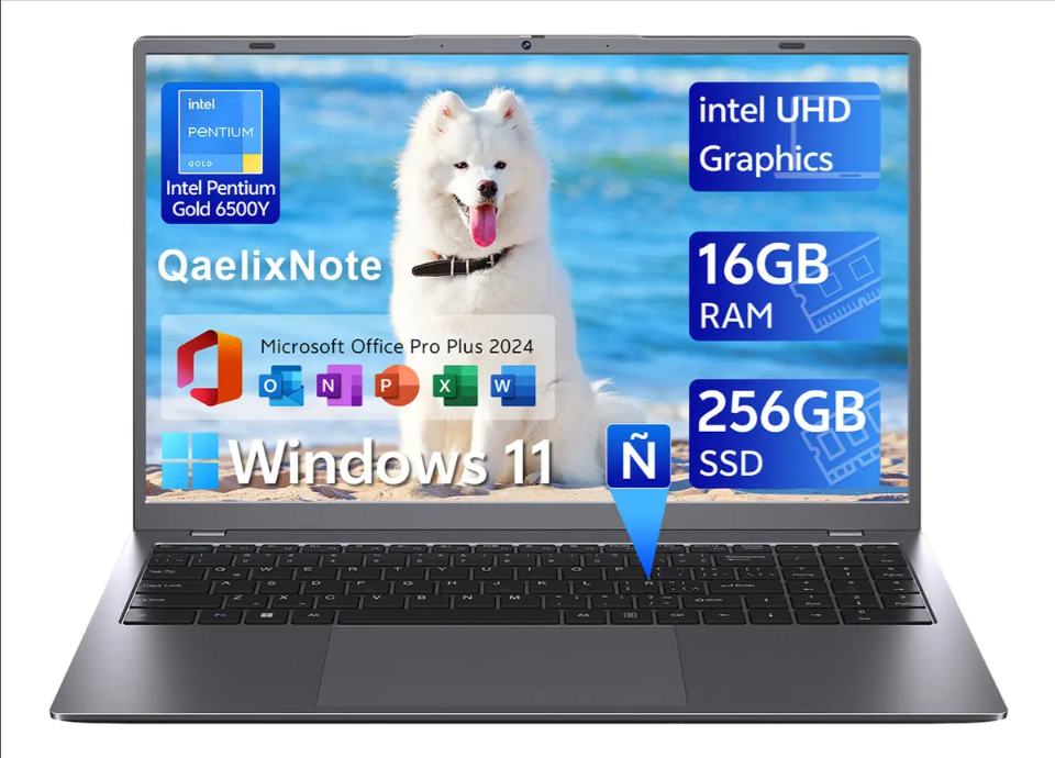 Laptop Intel Pentium Gold 6500Y, 16 GB RAM y 256 GB SSD, 15.6″ Full HD y Windows 11 Pro