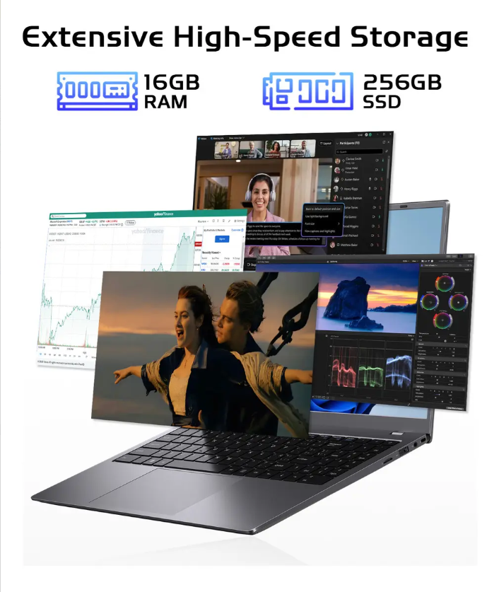 Laptop Intel Pentium Gold 6500Y, 16 GB RAM y 256 GB SSD, 15.6″ Full HD y Windows 11 Pro