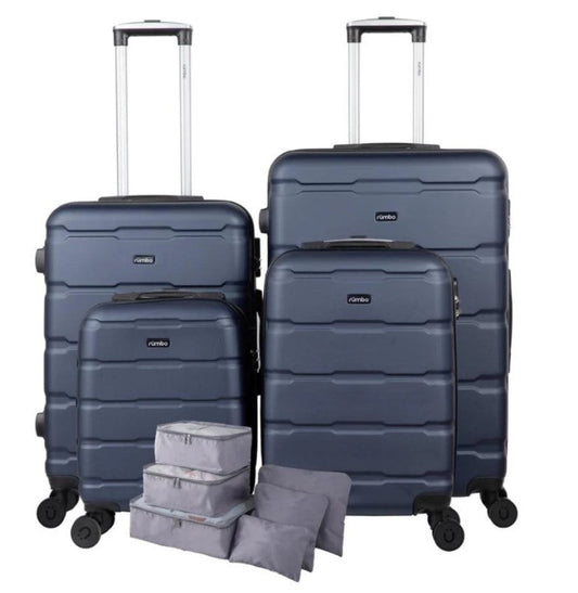 Juego de 4 Maletas de Viaje Rigidas con Ruedas 360 color Negro + Bolsas de Viaje