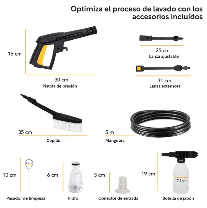 Hidrolavadora Electrica Portatil 1500 Psi 1400w + Accesorios