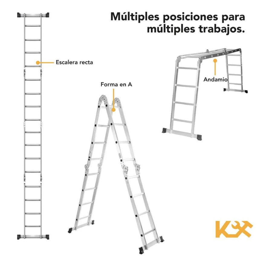 Escalera Multiposiciones De 4.5 Metros Con 16 Peldaños De Aluminio