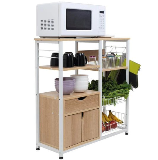 Mueble Multiusos Con Cajon Y Repisas Para Microondas Color Blanco