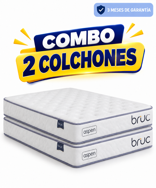 Combo Colchon Matrimonial Bruc Aspen Confort Plus - 2 colchones