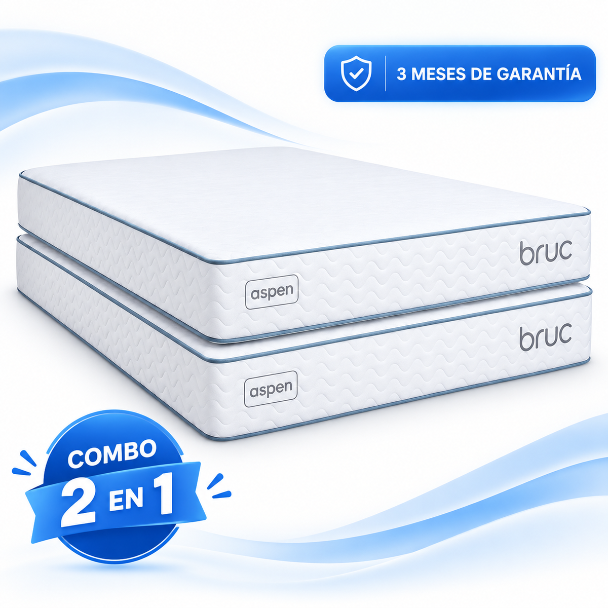Combo 2 Colchónes King Size Bruc Aspen Confort Plus – Máxima Comodidad y Durabilidad