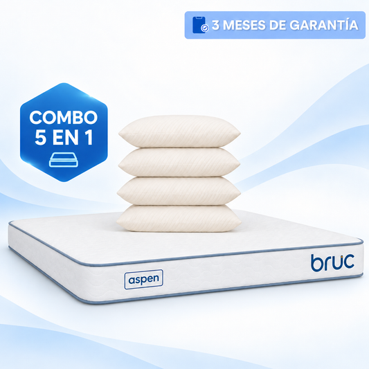 Colchón King Size Bruc Aspen Confort Plus Con 4 Almohadas Super Visco