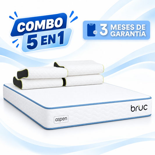 Combo Colchon Bruc King Size Con Almohada Cervical Fresh Gel Blanca 4 Piezas