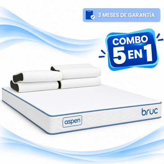 Combo Colchon Bruc Matrimonial Con Almohada Cervical Fresh Gel Blanca 4 Piezas