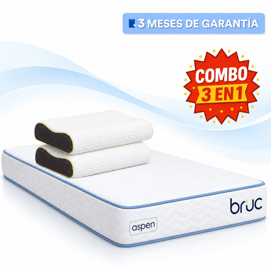 Combo Colchon Bruc Individual Con Almohada Cervical Fresh Gel Blanca 2 Piezas