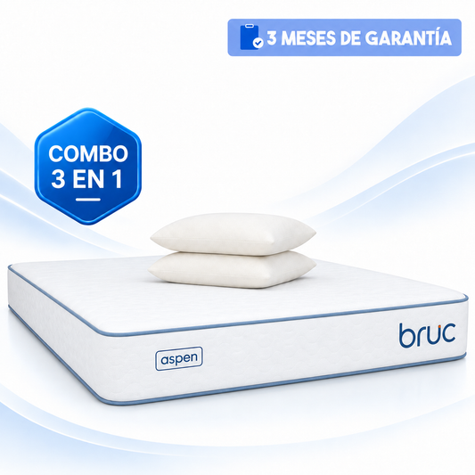 Colchón King Size Bruc Aspen Confort Plus Con 2 Almohadas Super Visco