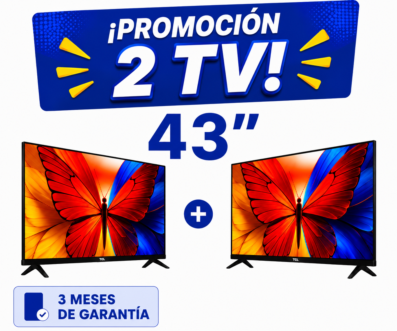 Pantalla Smart TV TCL 43″ QLED FHD – Google TV Dolby Audio Combo de 2