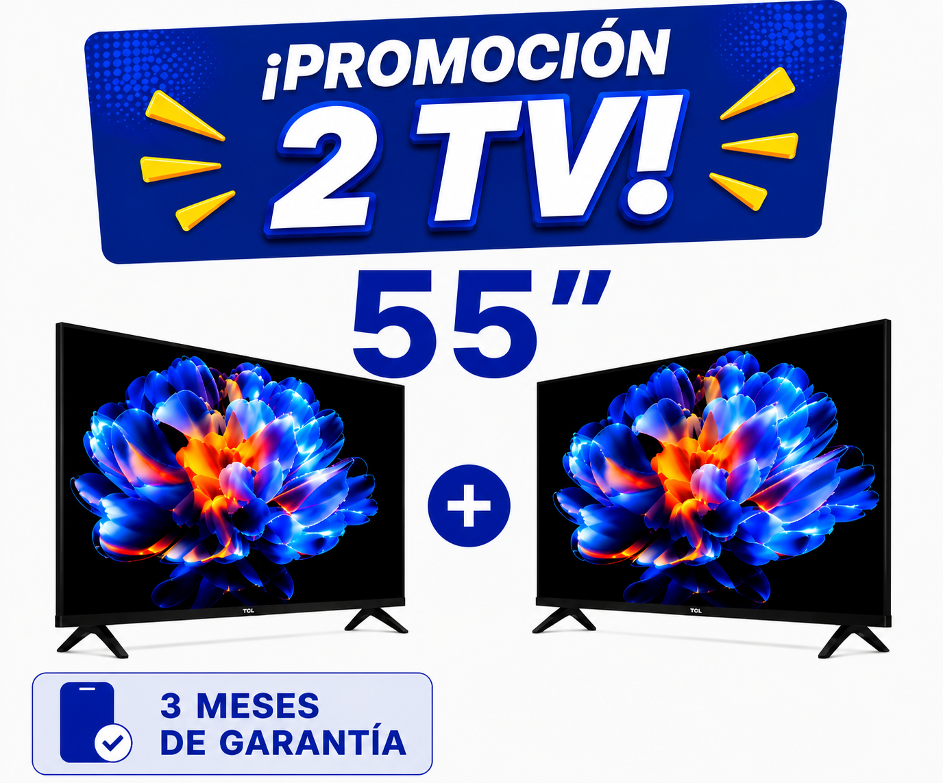 Pantalla Smart TV TCL 55″ QLED 4K UHD  – Google TV Combo de 2