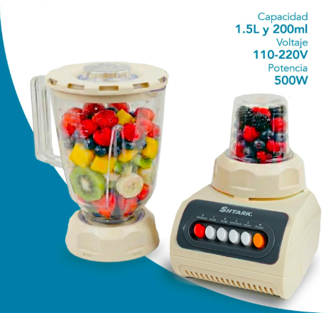 Licuadora 1.5L con Vaso Procesador de Alimentos 200ml color crema paquete de 2