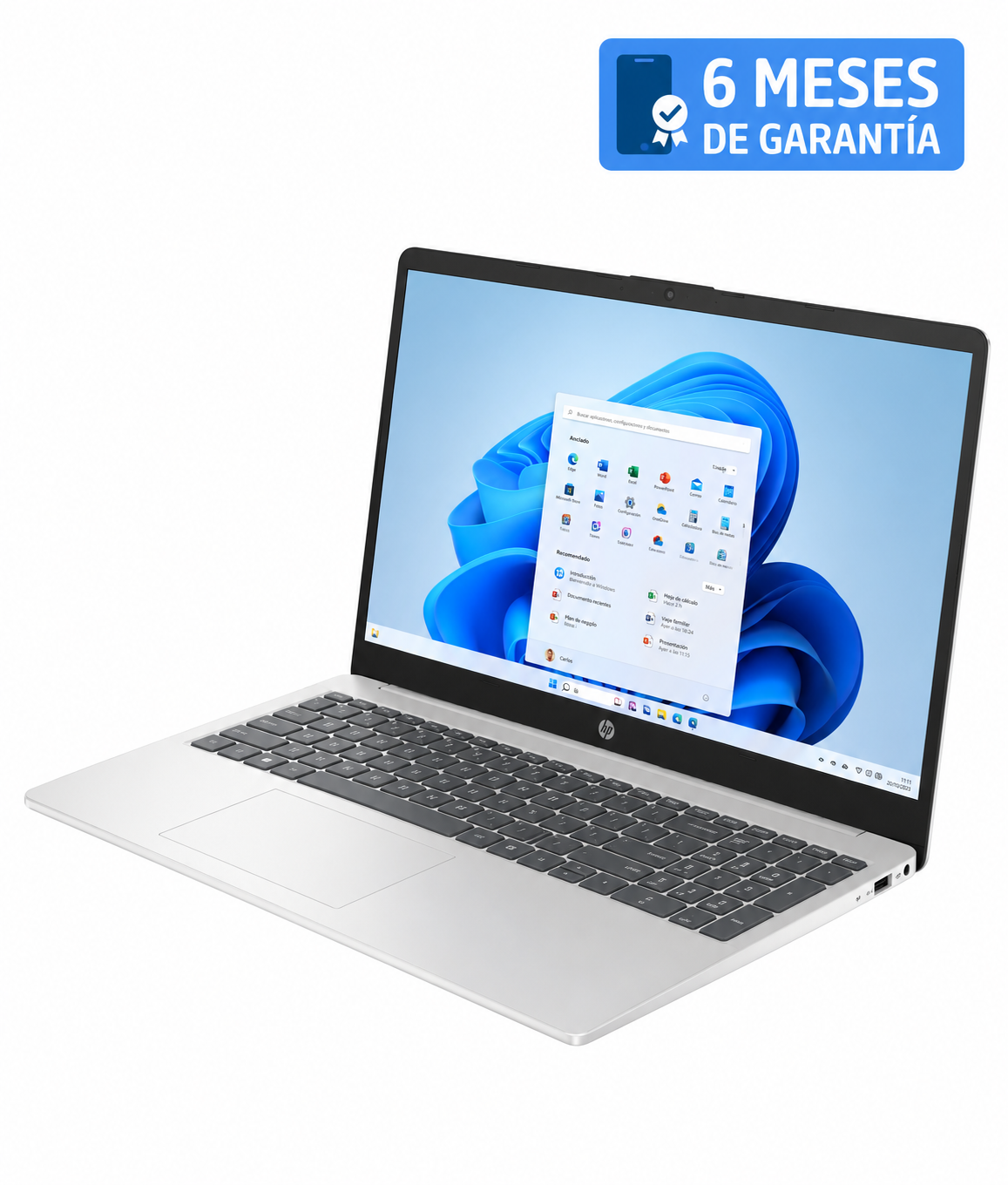 Laptop HP 15-fc0146dx, AMD Ryzen 5 7520U, 8 GB RAM, 512 GB SSD color Plata