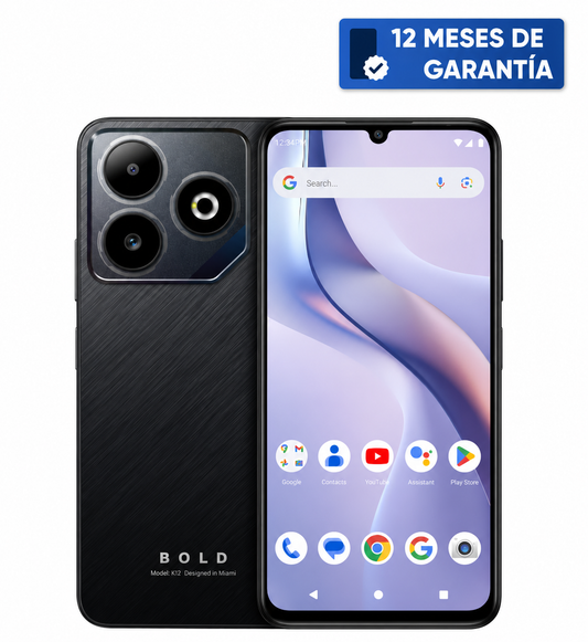 Teléfono Celular Smartphone BLU BOLD K12, 12 RAM (4 GB RAM + 8 GB RAM Virtual), 128GB Negro