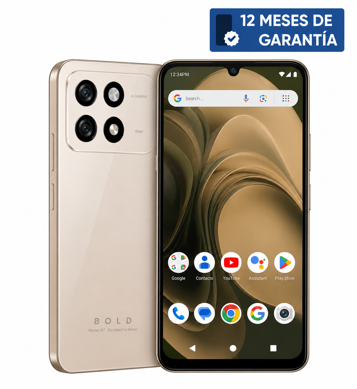 Teléfono Celular Smartphone BLU BOLD K5, 8 RAM (4 GB RAM + 4 GB RAM Virtual), 64GB Crema