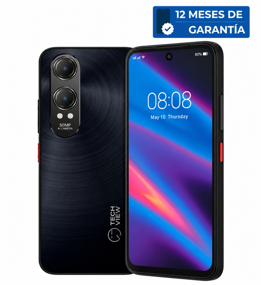 Teléfono Celular Smartphone TechView S1000Pro 4G, 8 GB RAM, 128 GB Negro