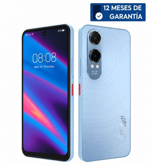 Teléfono Celular Smartphone TechView S1000Pro 4G, 8 GB RAM, 128 GB Azul