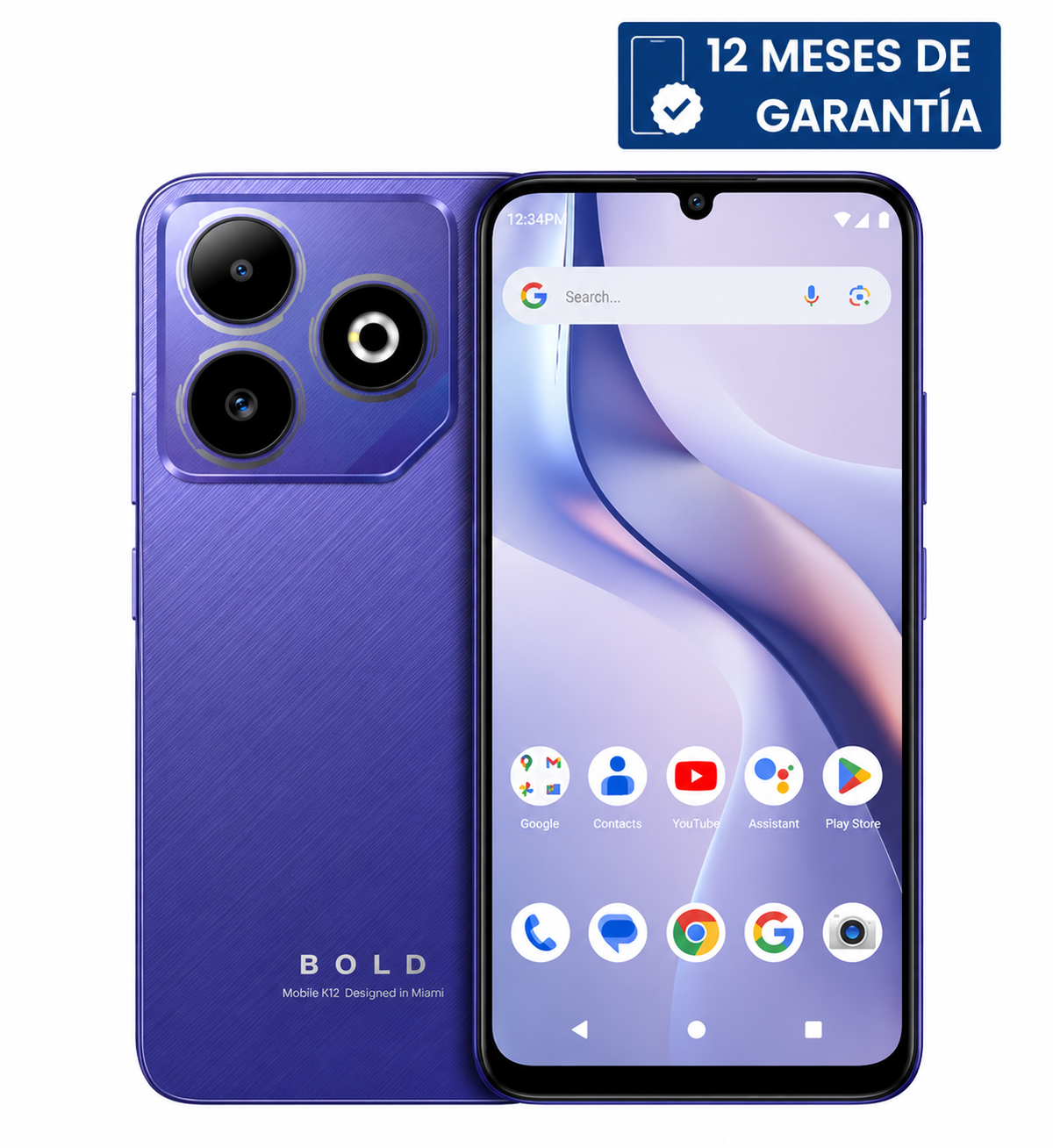 Teléfono Celular Smartphone BLU BOLD K12, 12 RAM (4 GB RAM + 8 GB RAM Virtual), 128GB Violeta