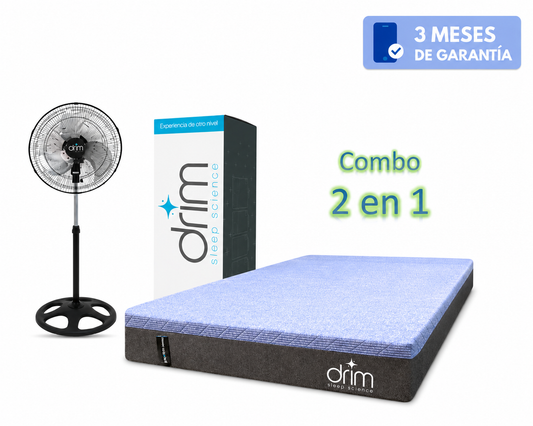 Combo Colchón Matrimonial Memory Foam en Caja Ergonómico con Tecnologia de Descanso + Ventilador De Pedestal MYSTORM de 18 Pulgadas