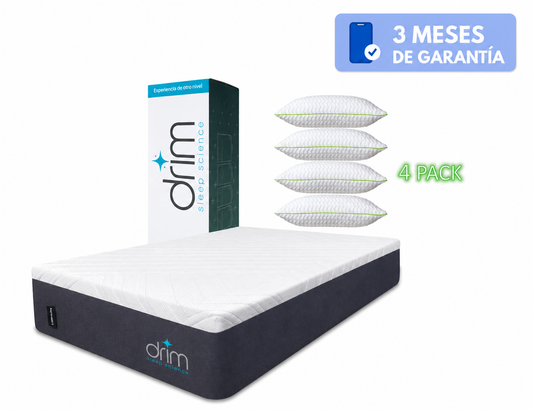 Combo D4RWIN evolution Individual + Almohada Super Visco Regular 4 Piezas