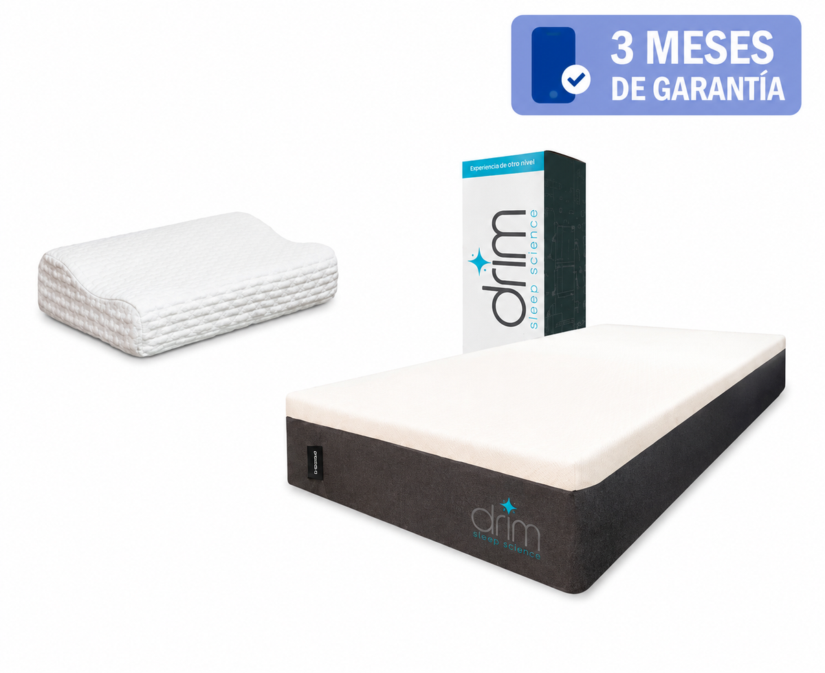 COMBO Colchón Individual Memory Foam 4 Capas+ Almohada Cervical Memory