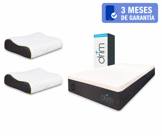 COMBO Colchón Queen Size Memory GEL + Dos Almohadas Cervical Fresh GEL