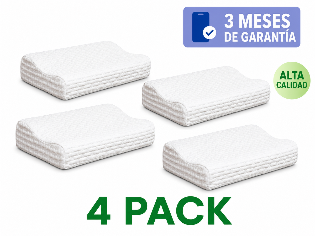 Set de Almohadas Ortopédicas Cervical Memory Blanca – 4 Piezas