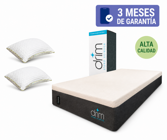COMBO Colchón Queen Size Memory Foam 4 Capas + Dos Almohadas Cervical VISCO
