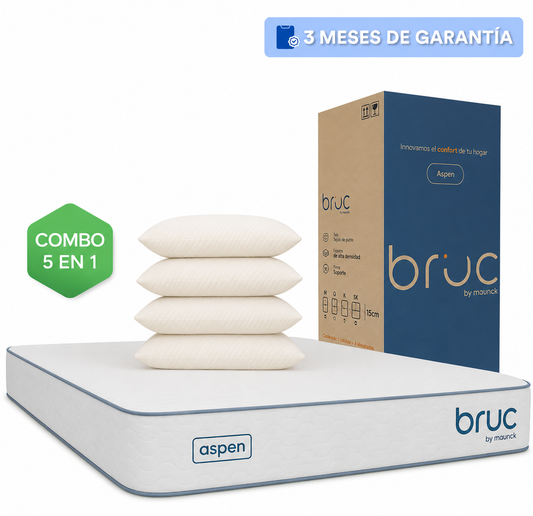 Colchón King Size Bruc Aspen Confort Plus Con 4 Almohadas Super Visco