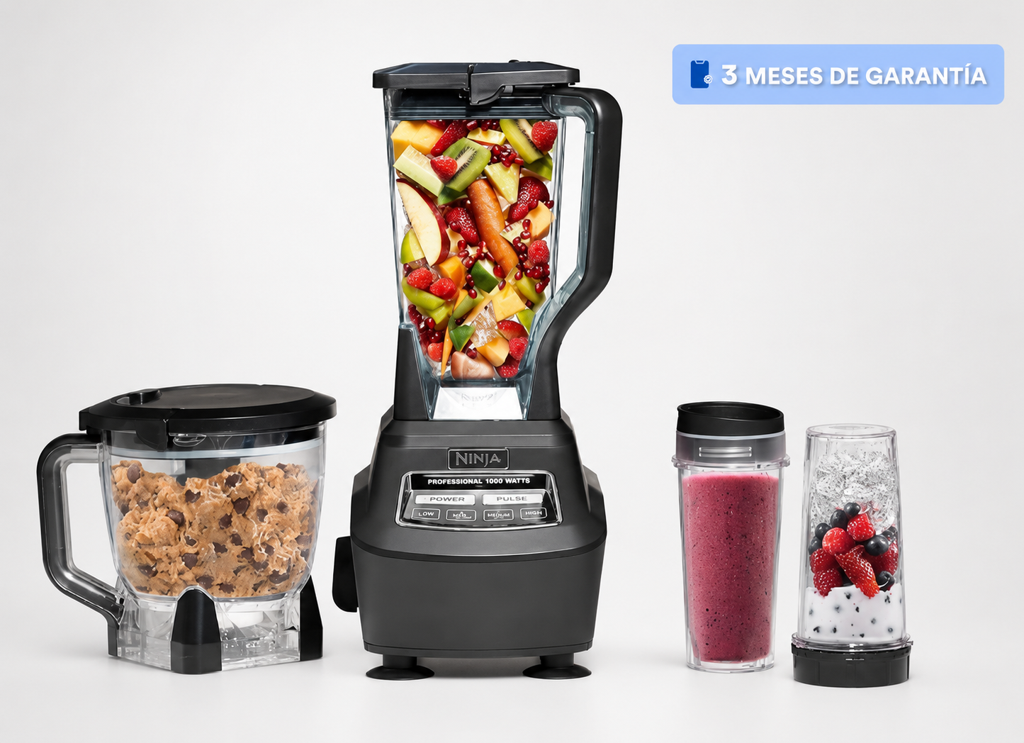 Licuadora Ninja Mega 1500W (Licuadora + Procesador + Vasos Nutri Ninja) Color Negro