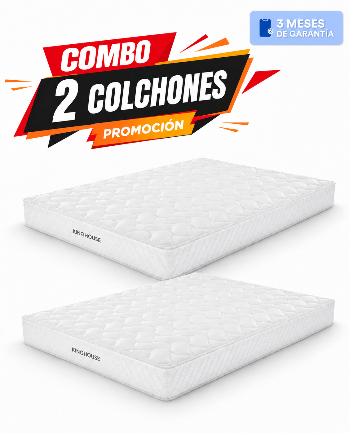 Combo 2 Colchones Matrimonial Alta Densidad Hipoalergenico Antiacaros